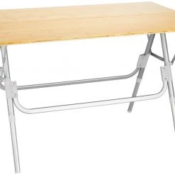 Coupon 🎁 CAMPZ Table en bambou 100x60x58cm, marron/gris 🎁