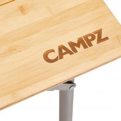 Promo 😍 CAMPZ Table en bambou 100x65x65cm avec filet de rangement, marron 🎁 -Meubles de camping Soldes campz bamboo table 100x65x65cm with storage mesh brown 3