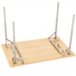 Promo 😍 CAMPZ Table en bambou 100x65x65cm avec filet de rangement, marron 🎁 -Meubles de camping Soldes campz bamboo table 100x65x65cm with storage mesh brown 5