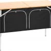 Budget 👏 CAMPZ Table en bambou 120x50x80cm avec étagère de rangement, marron/noir 🥰