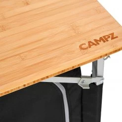 Budget 👏 CAMPZ Table en bambou 120x50x80cm avec étagère de rangement, marron/noir 🥰 -Meubles de camping Soldes campz bamboo table with storage shelf brown black 5