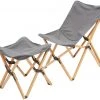 Top 10 🎉 CAMPZ Ensemble de chaises pliantes en bois de hêtre Ensemble avec revêtement et repose-pieds, gris/marron 😉
