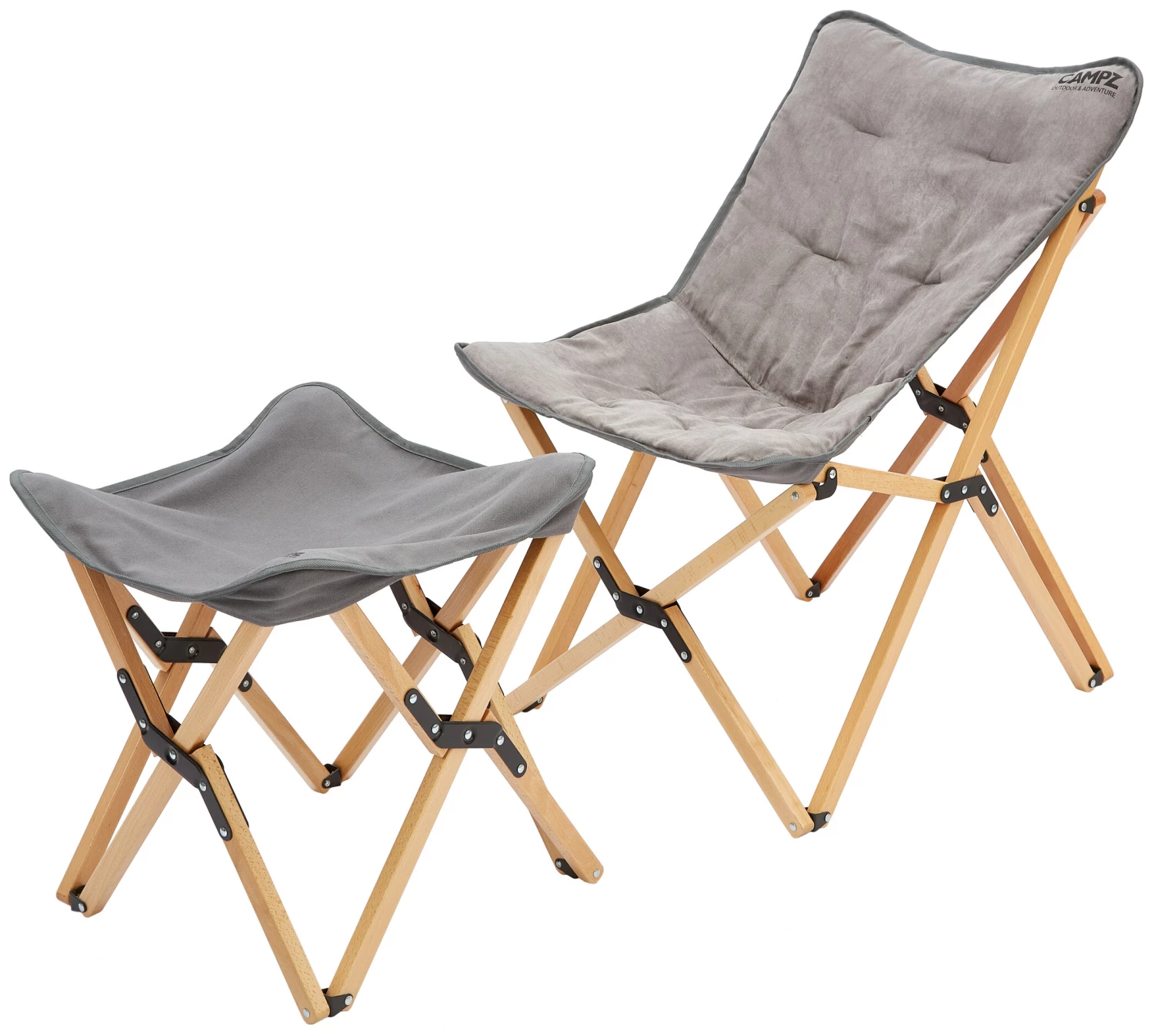 Top 10 đ CAMPZ Ensemble de chaises pliantes en bois de hĂȘtre Ensemble avec revĂȘtement et repose-pieds, gris/marron đ 2 Top 10 đ CAMPZ Ensemble de chaises pliantes en bois de hĂȘtre Ensemble avec revĂȘtement et repose-pieds, gris/marron đ â Image 2