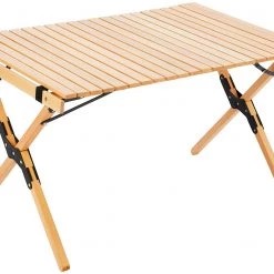 Promo 🧨 CAMPZ Table à roulettes en hêtre 90x60x53cm, marron 🔥