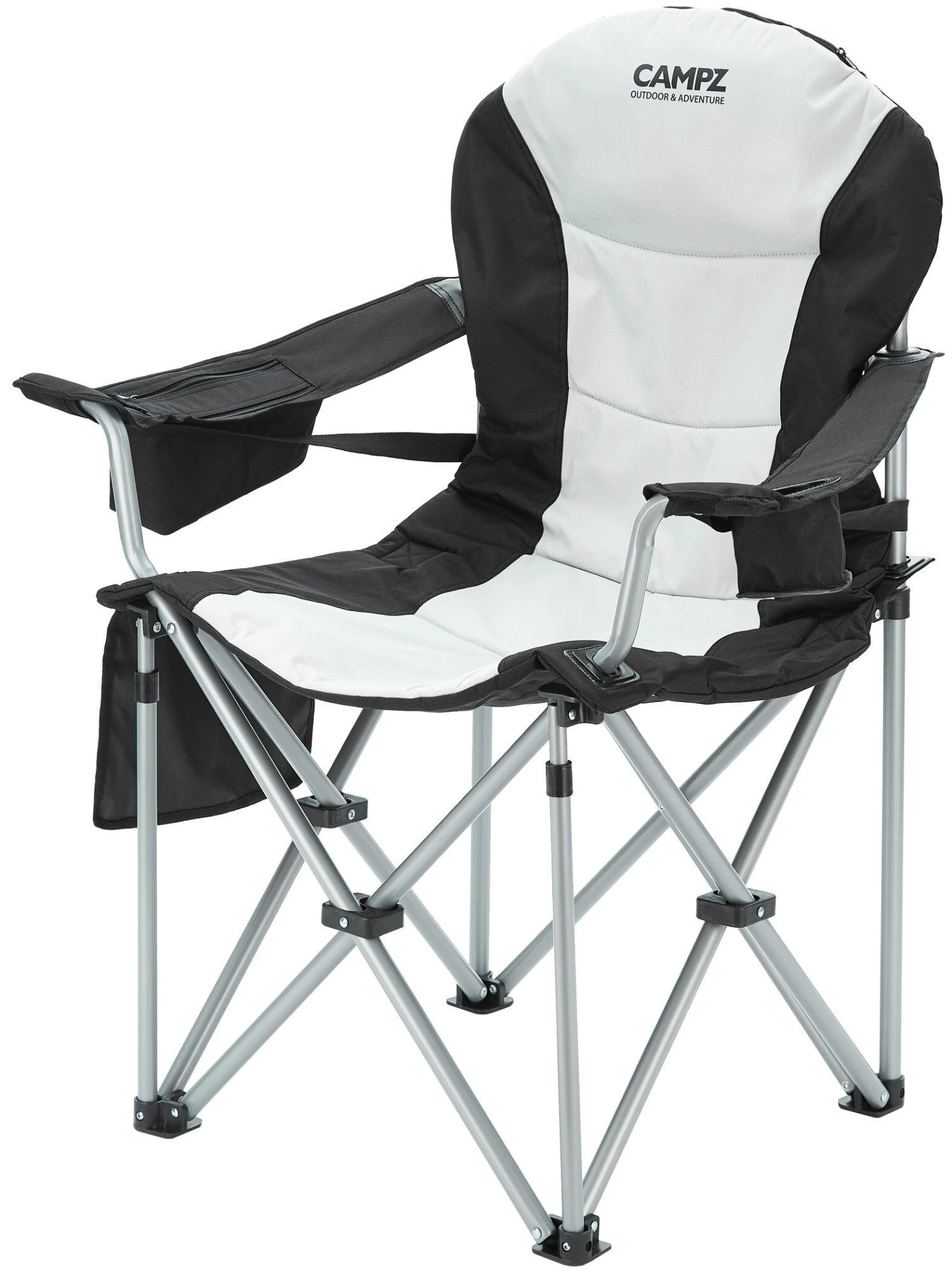 Promo 🔔 CAMPZ Chaise avec accoudoirs Deluxe, olive/gris 🎉 1 Promo 🔔 CAMPZ Chaise avec accoudoirs Deluxe, olive/gris 🎉