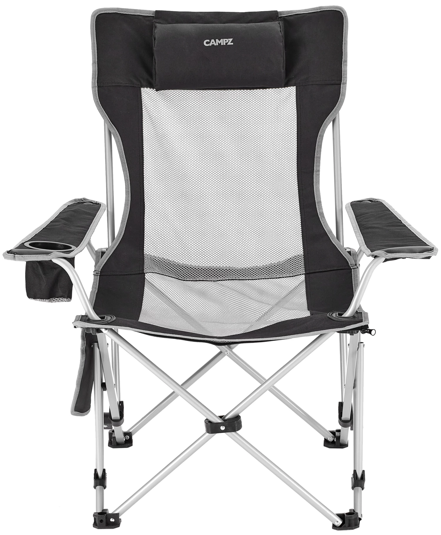 Sortie 🎉 CAMPZ Chaise longue pliante en maille avec repose-pieds amovible, gris/noir 🎁 2 Sortie 🎉 CAMPZ Chaise longue pliante en maille avec repose-pieds amovible, gris/noir 🎁 – Image 2