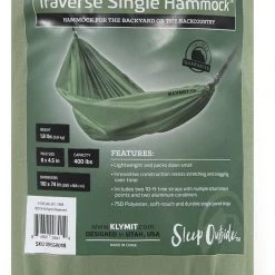 Meilleur prix 🌟 Klymit Traverse Single Hamac, olive 😀 -Meubles de camping Soldes klymit traverse single hammock green 6