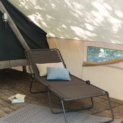 Grosses soldes 🌟 Lafuma Mobilier Siesta L Transat Polycoton, bleu/blanc 🎁 -Meubles de camping Soldes lafuma mobilier siesta l sun bed polycotton titane ardoise 3